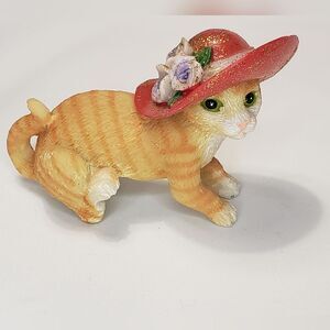 MSR Imports Inc Cat with Fancy Orange Hat Figurine Collectible